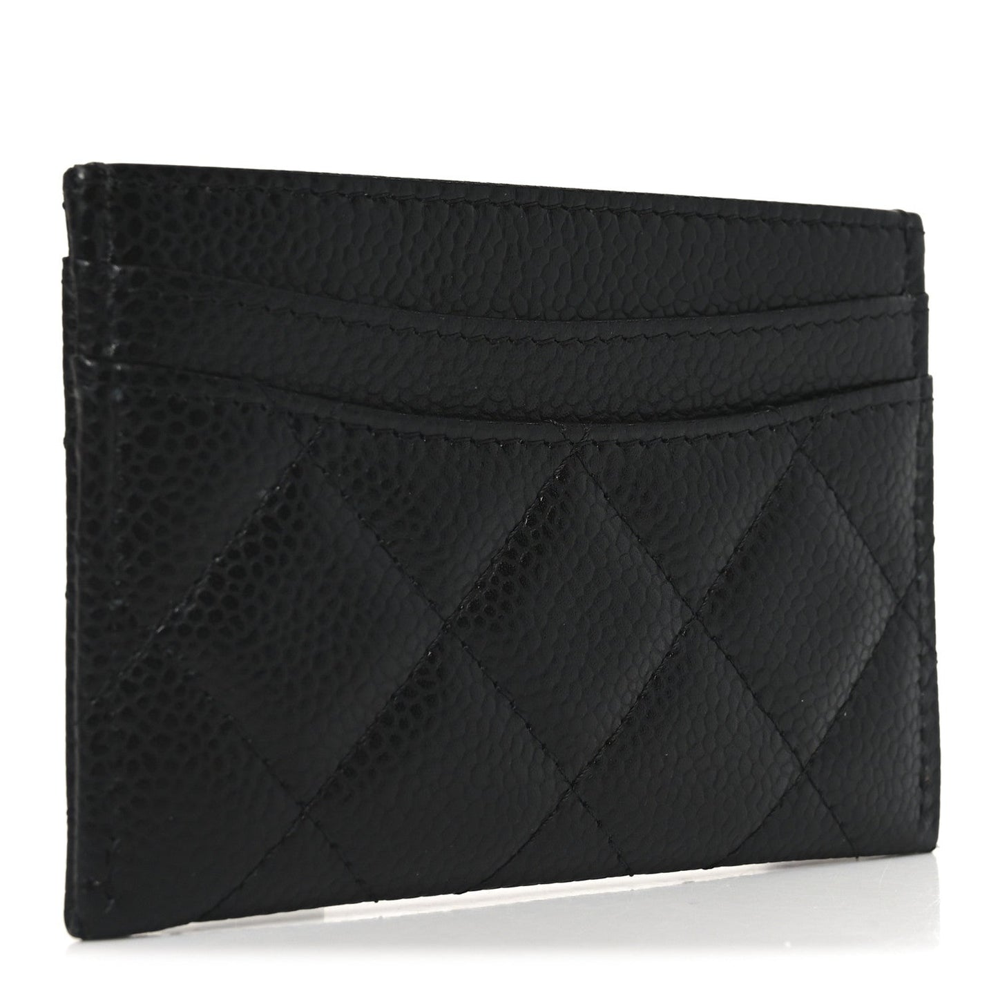 Caviar Quilted Card Holder Black
