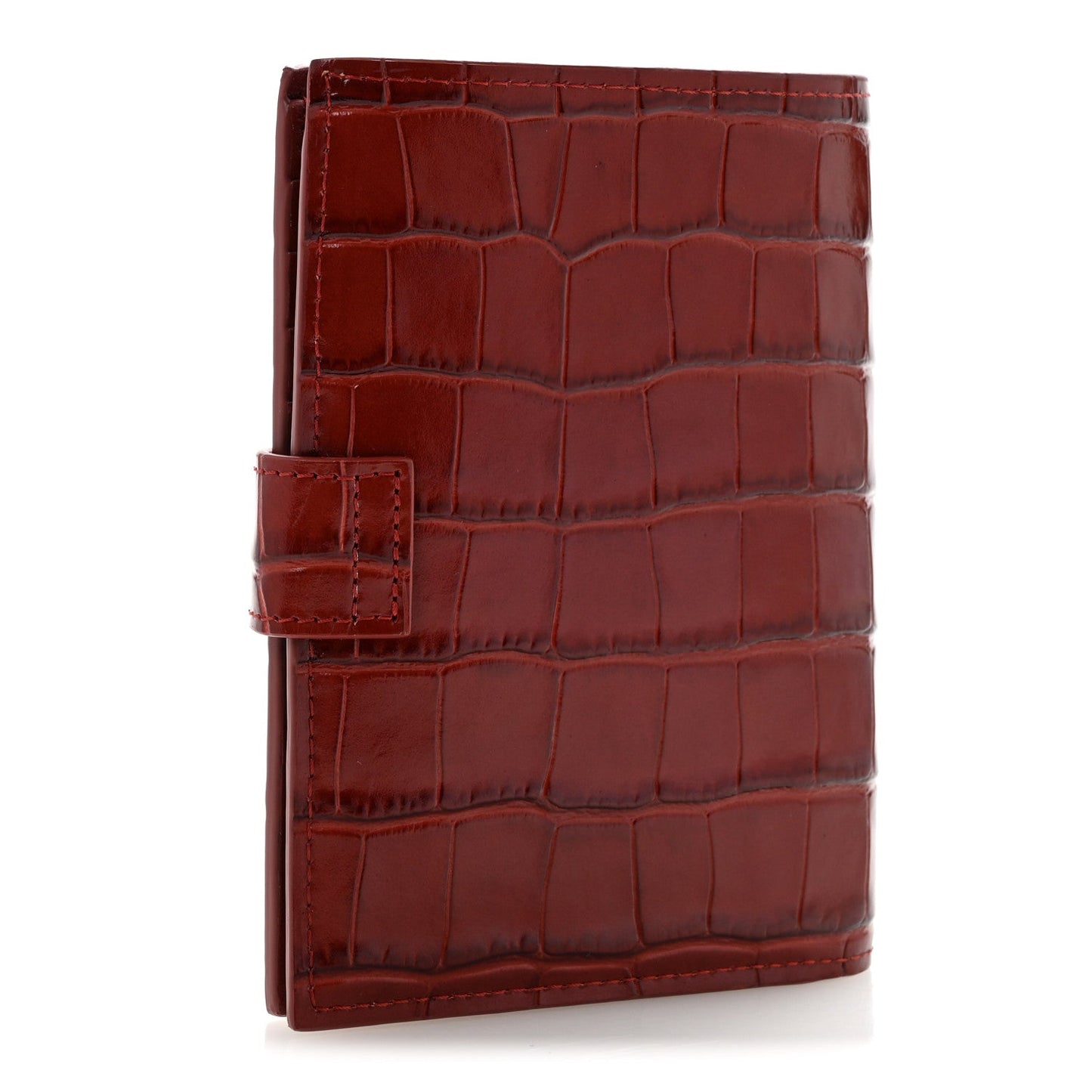 Calfskin Crocodile Embossed Crococo Passport Holder Burgundy