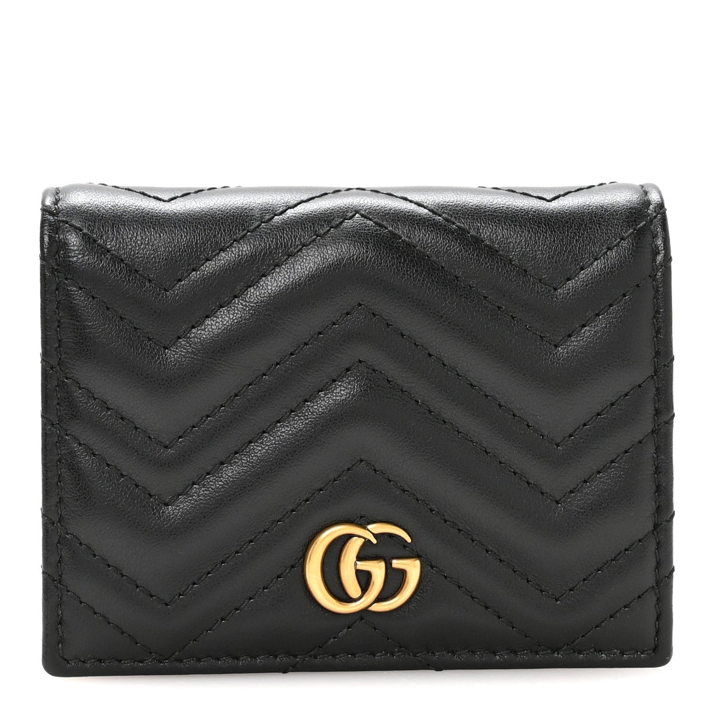 Calfskin Matelasse GG Marmont Card Case Wallet Black