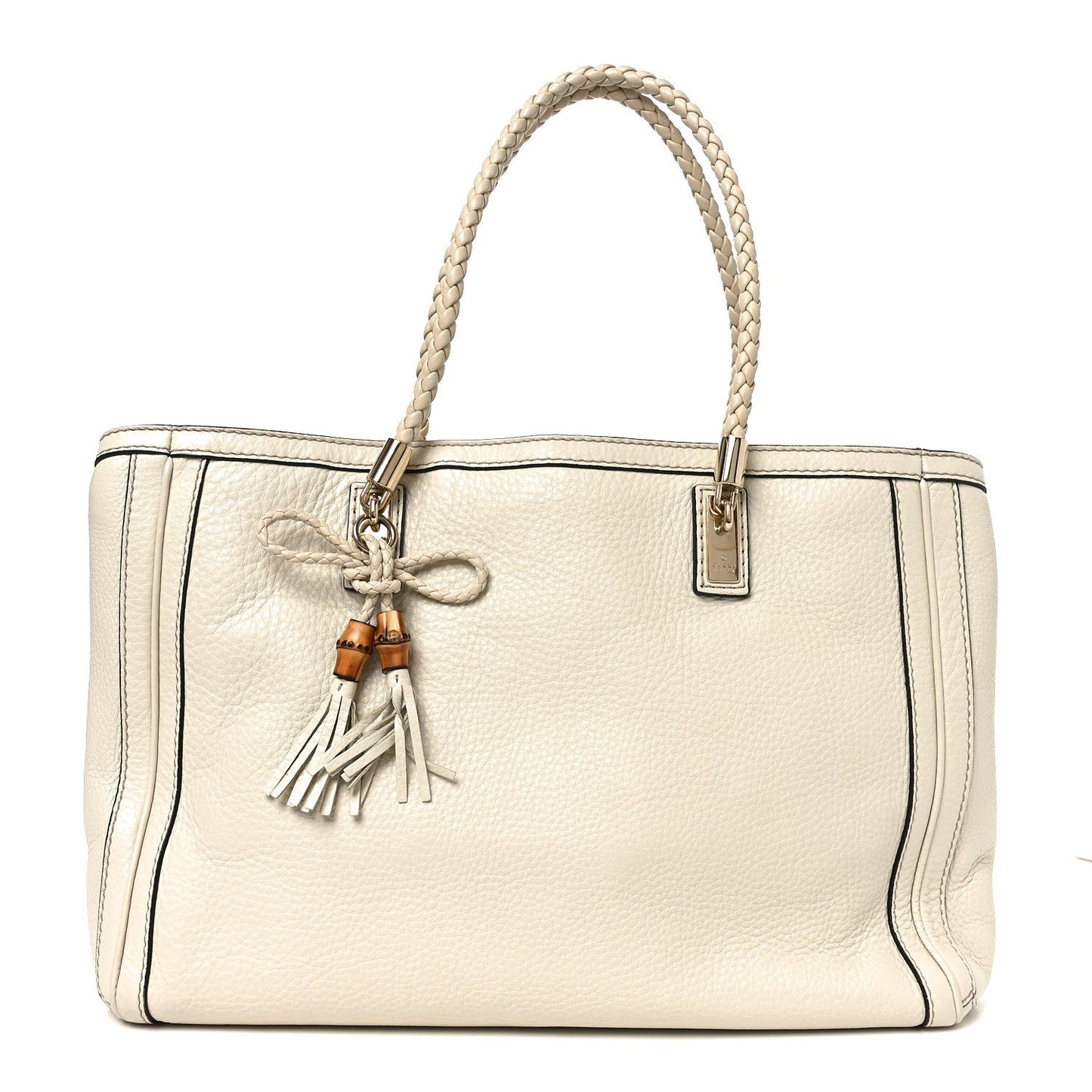 Pebbled Calfskin Medium Bella Tote Off White