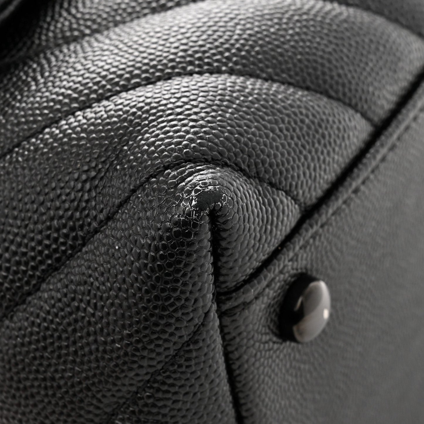 Caviar Chevron Quilted Small Coco Handle Flap So Black