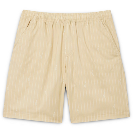 LACOSTE  CROCODILE PRINT STRIPE COTTON SHORT Men’s -BEIGE-WHITE-001
