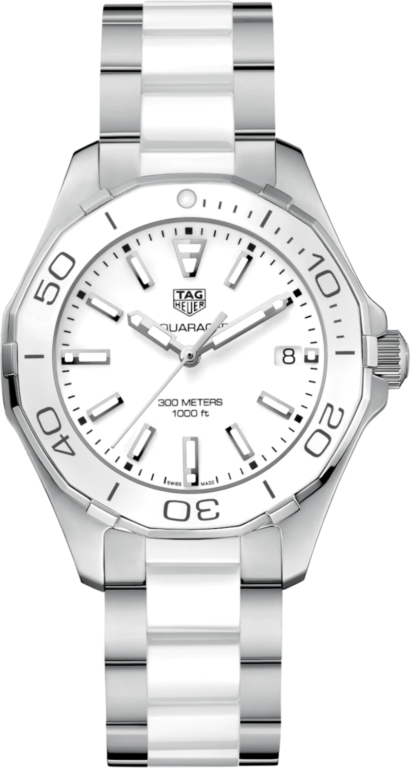 Tag Heuer Aquaracer Quartz White Dial Two Tone Steel Strap Watch Women - WAY131B.BA0914