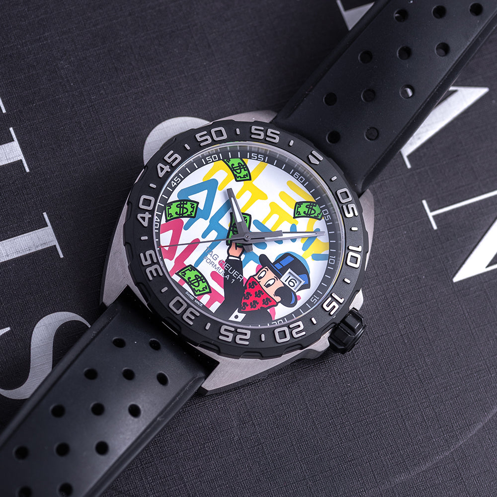 Tag Heuer Formula 1 Alec Monopoly Special Edition Black Rubber Strap Watch for Men - WAZ1119.FT8023