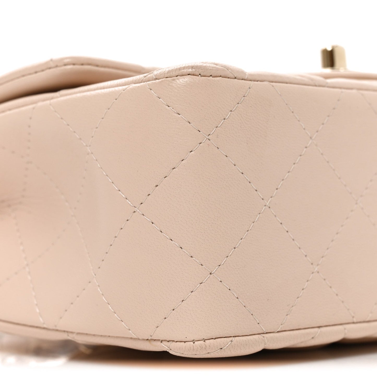 Lambskin Quilted Mini Rectangular Flap Light Beige