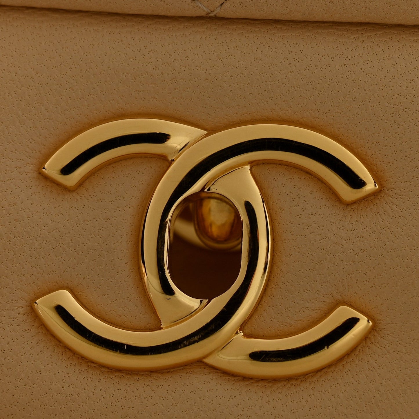 Lambskin Quilted Jumbo Double Flap Light Beige