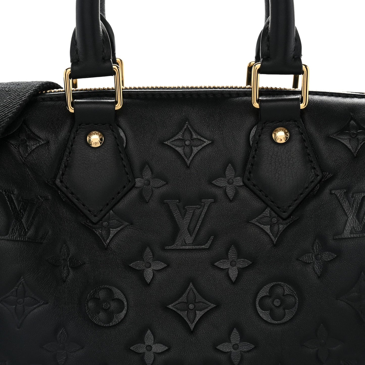 Lambskin Embossed Monogram Speedy 22 Bandouliere Black