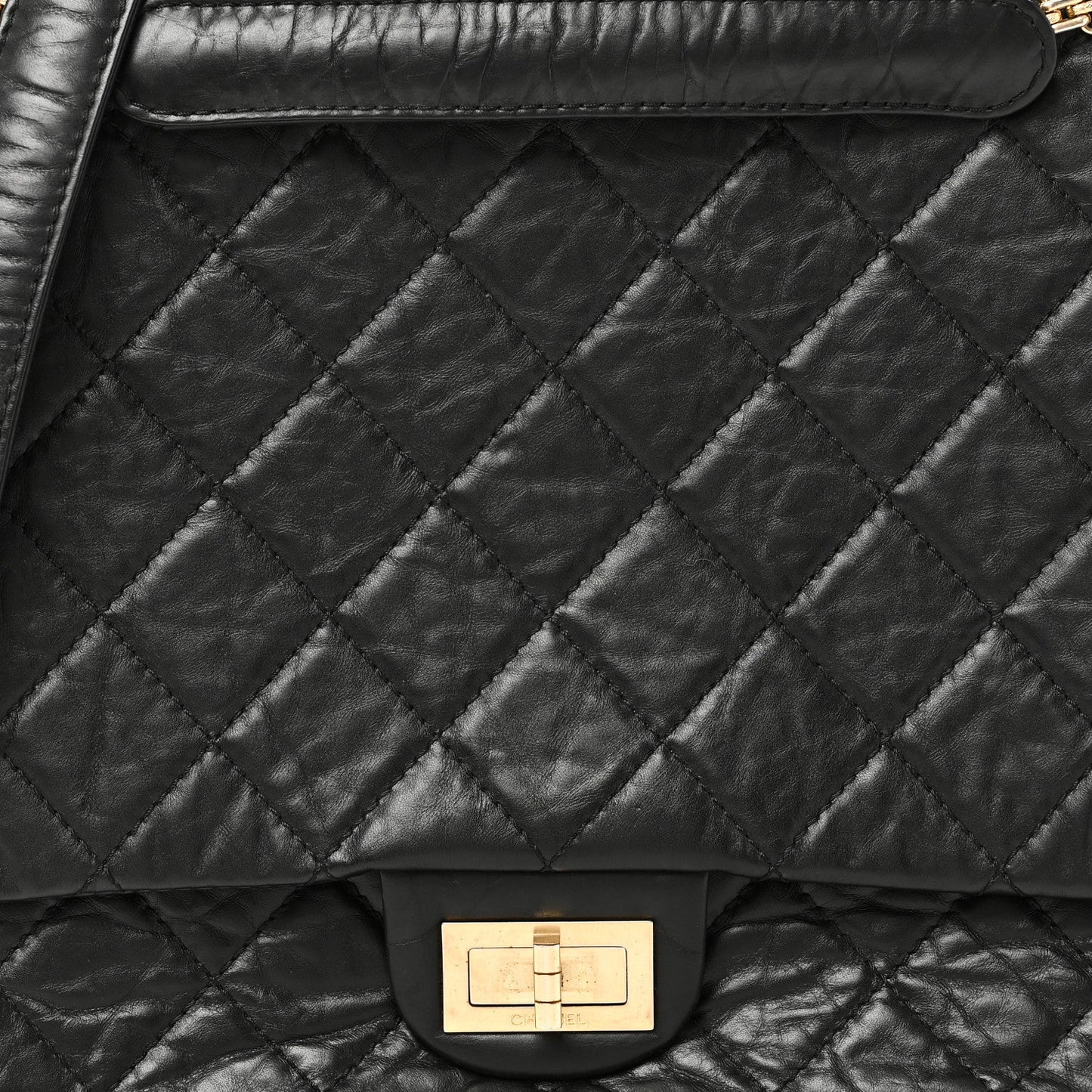 Aged Calfskin Quilted 2.55 Reissue 228 Flap Black