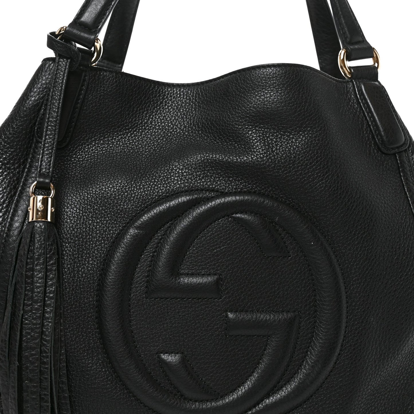 Pebbled Calfskin Medium Soho Shoulder Bag Black