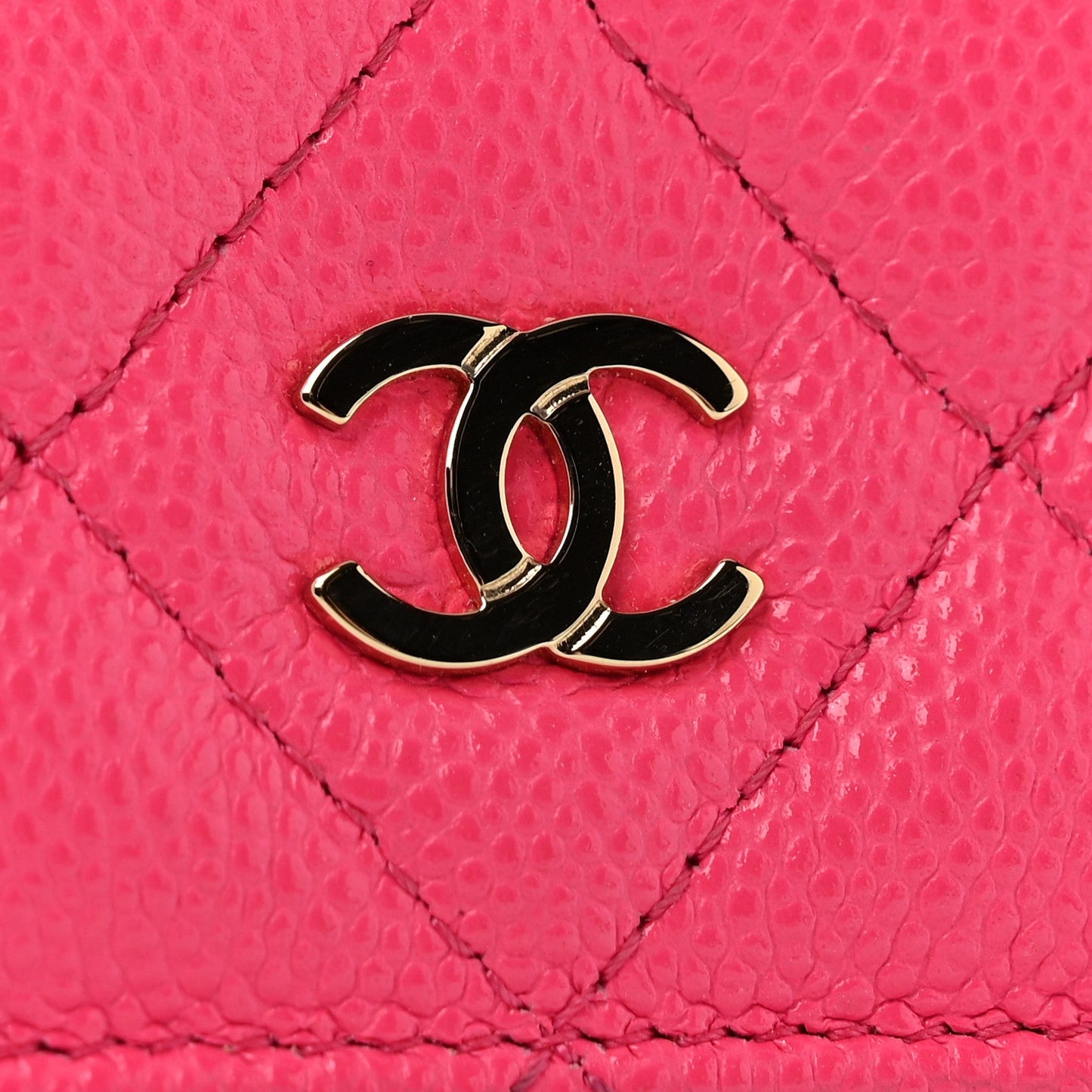 Caviar Quilted Wallet on Chain WOC Fuchsia