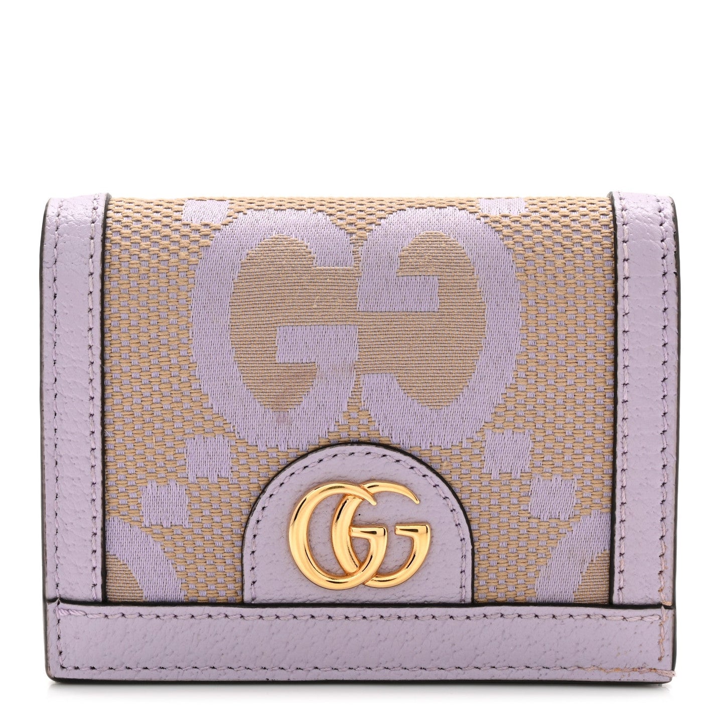 Monogram Jumbo GG Textured Dollar Calfskin Ophidia Card Case Beige Lapis