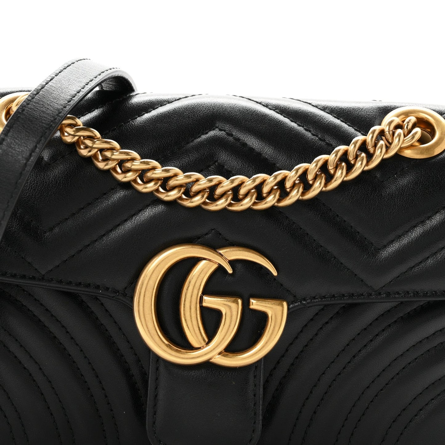 Calfskin Matelasse Mini GG Marmont Shoulder Bag Black