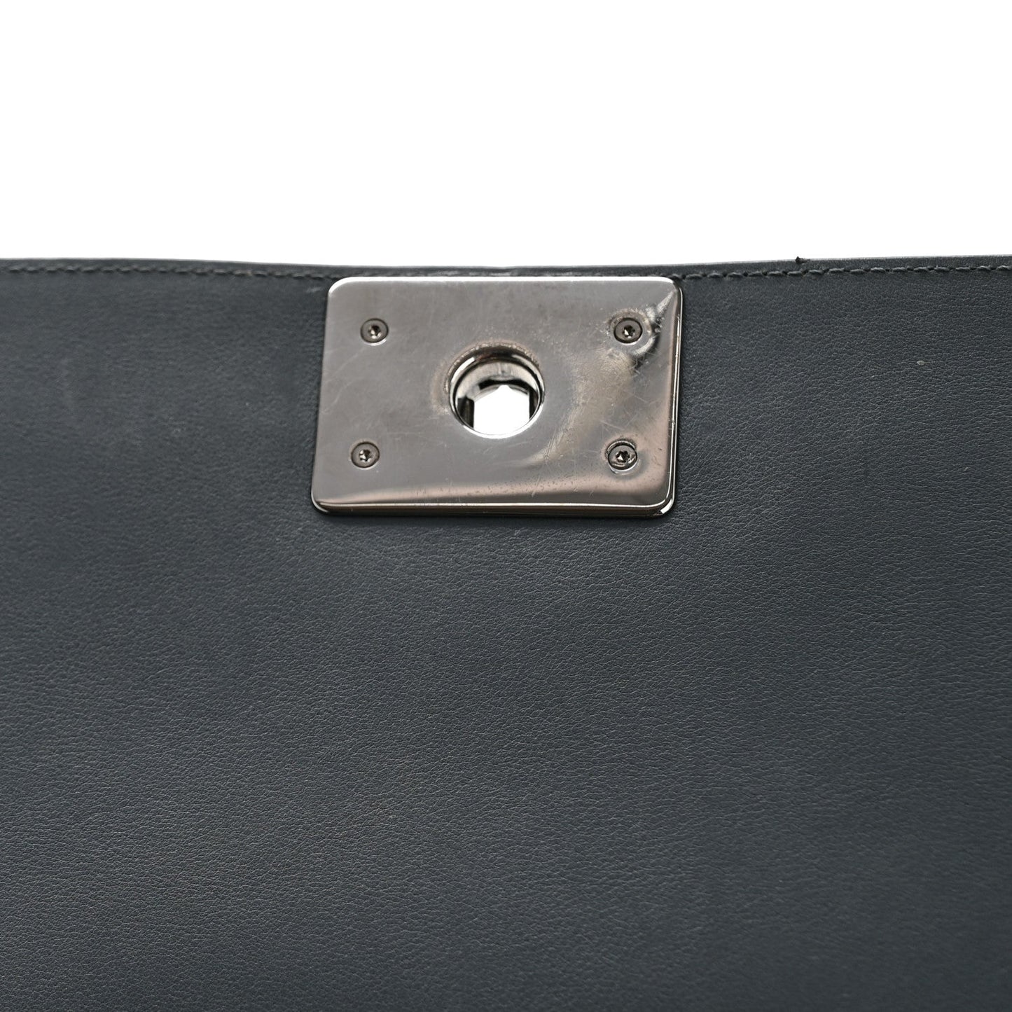 Calfskin Chevron Quilted New Medium Boy Flap Dark Navy Blue