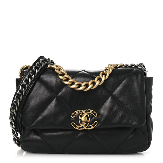 Lambskin Quilted Medium Chanel 19 Flap Black
