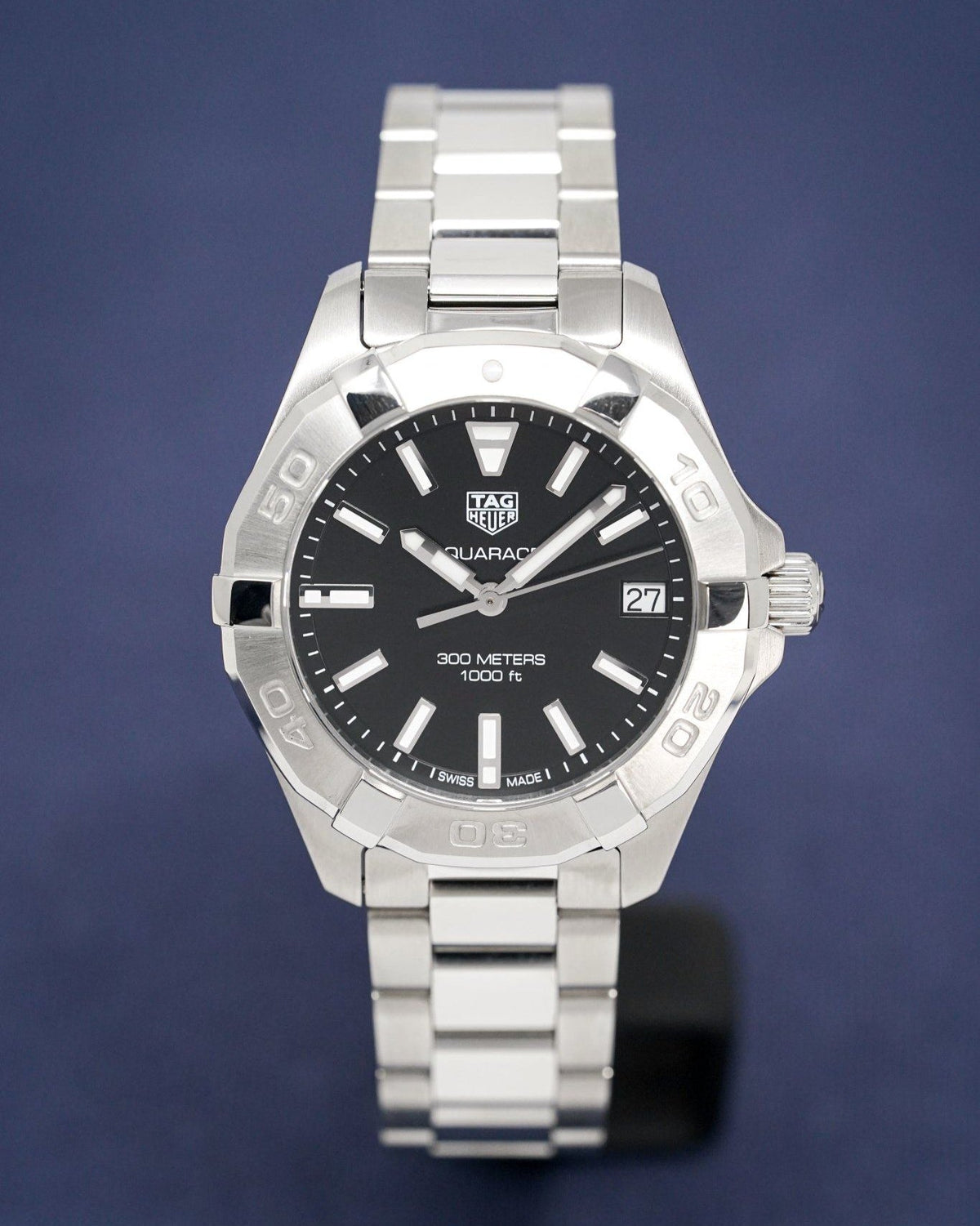Tag Heuer Aquaracer Black Dial Silver Steel Strap Watch for Women - WBD1310.BA0740