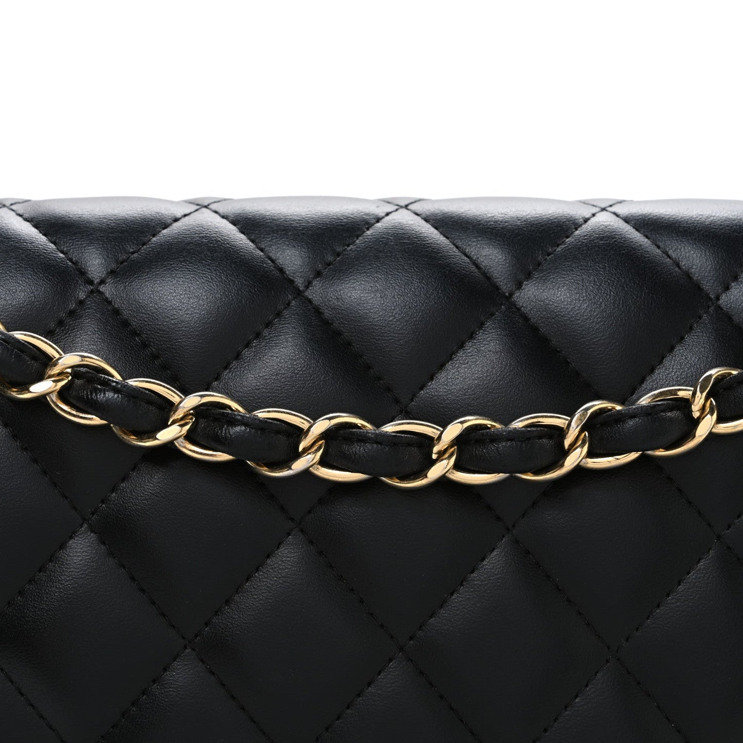 Lambskin Quilted Jumbo Double Flap Black
