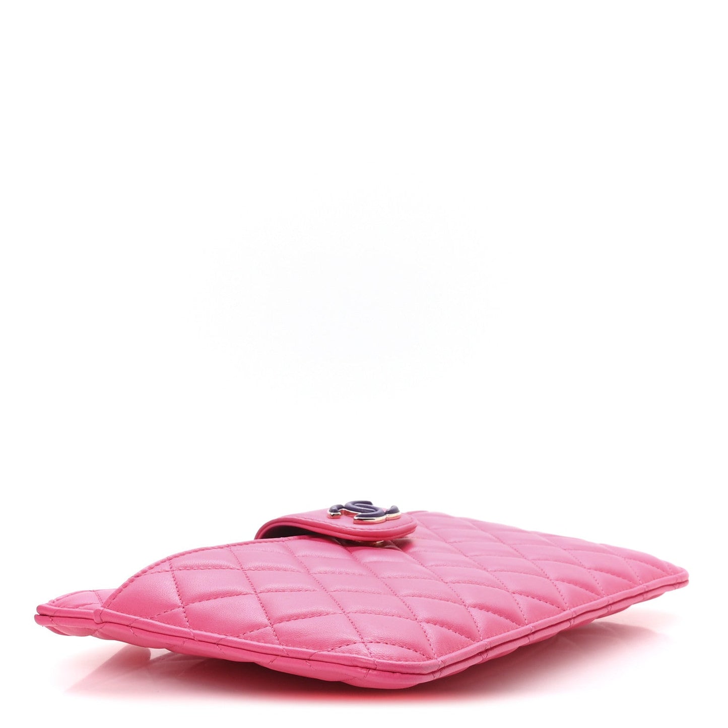 Lambskin Quilted Sunset Boulevard Pouch Case Pink Purple