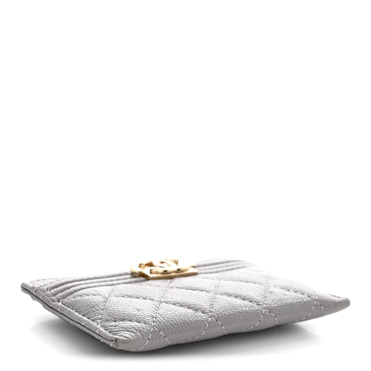 Caviar Quilted Boy Card Holder Grey Grey
