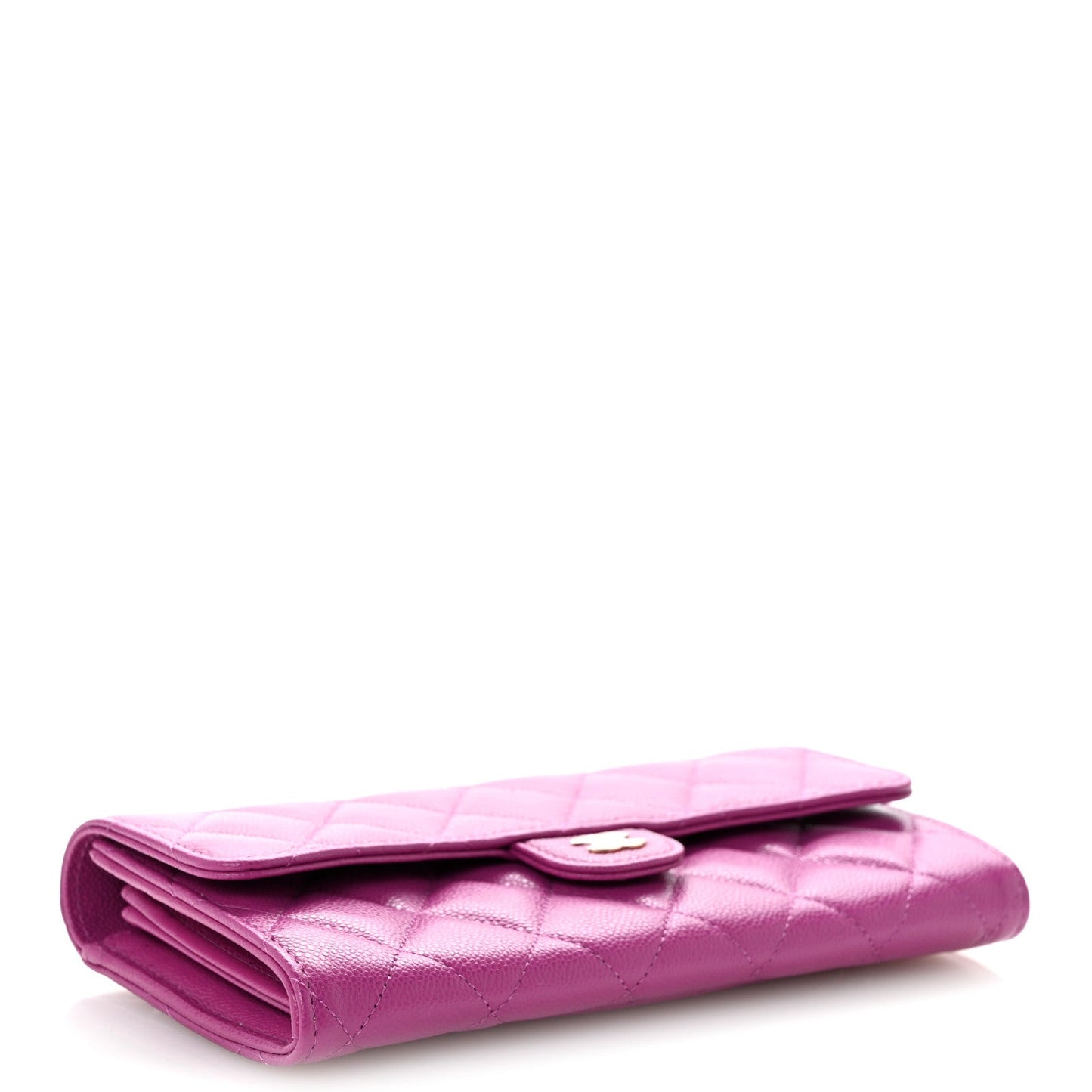 Caviar Quilted Large Flap Wallet Purple