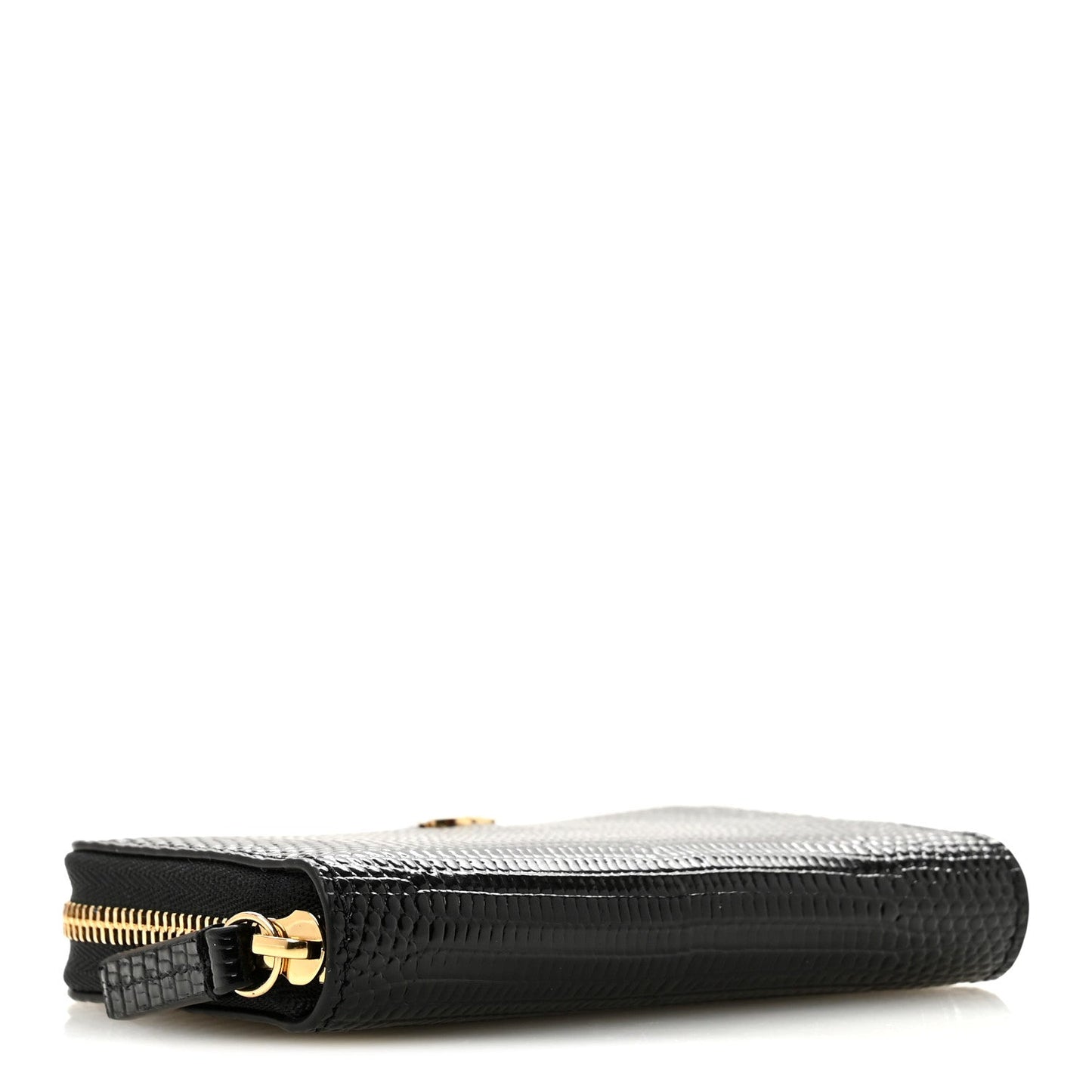 Calfskin Lizard Embossed Crococo Coin Purse Black