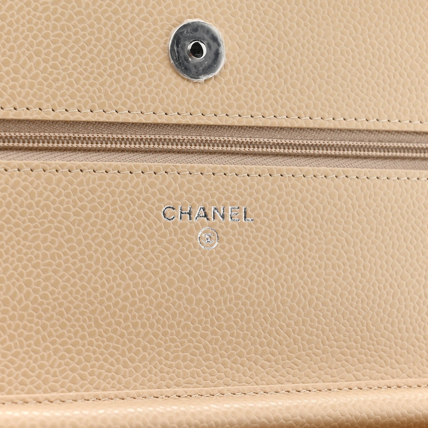 Caviar Quilted Wallet on Chain WOC Beige