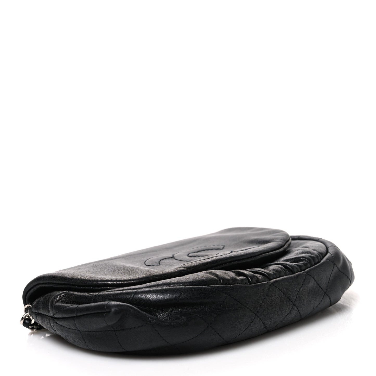 Lambskin Half Moon Wallet On Chain WOC Black
