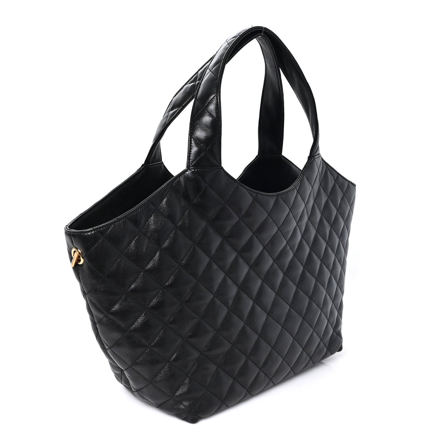 Lambskin Quilted Medium Icare Shopping Tote Black