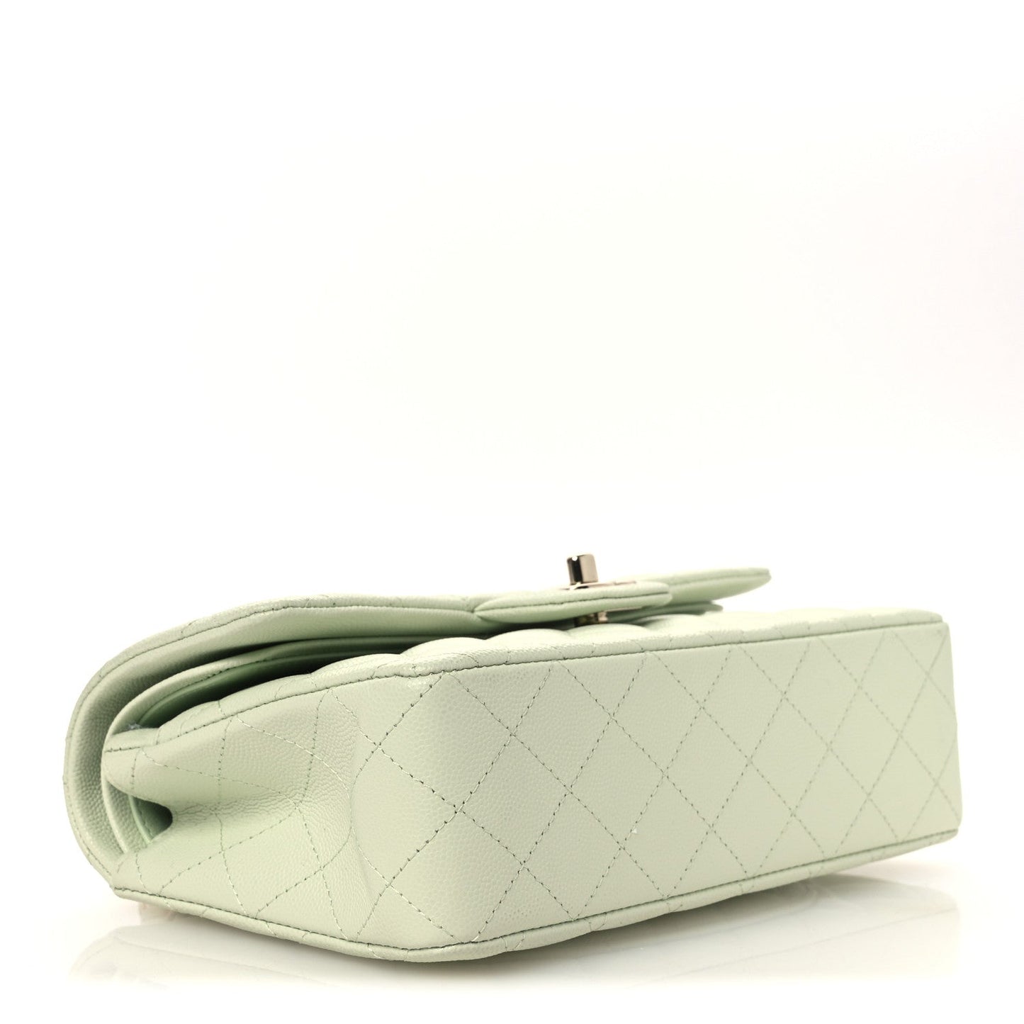 Caviar Quilted Small Double Flap Light Green