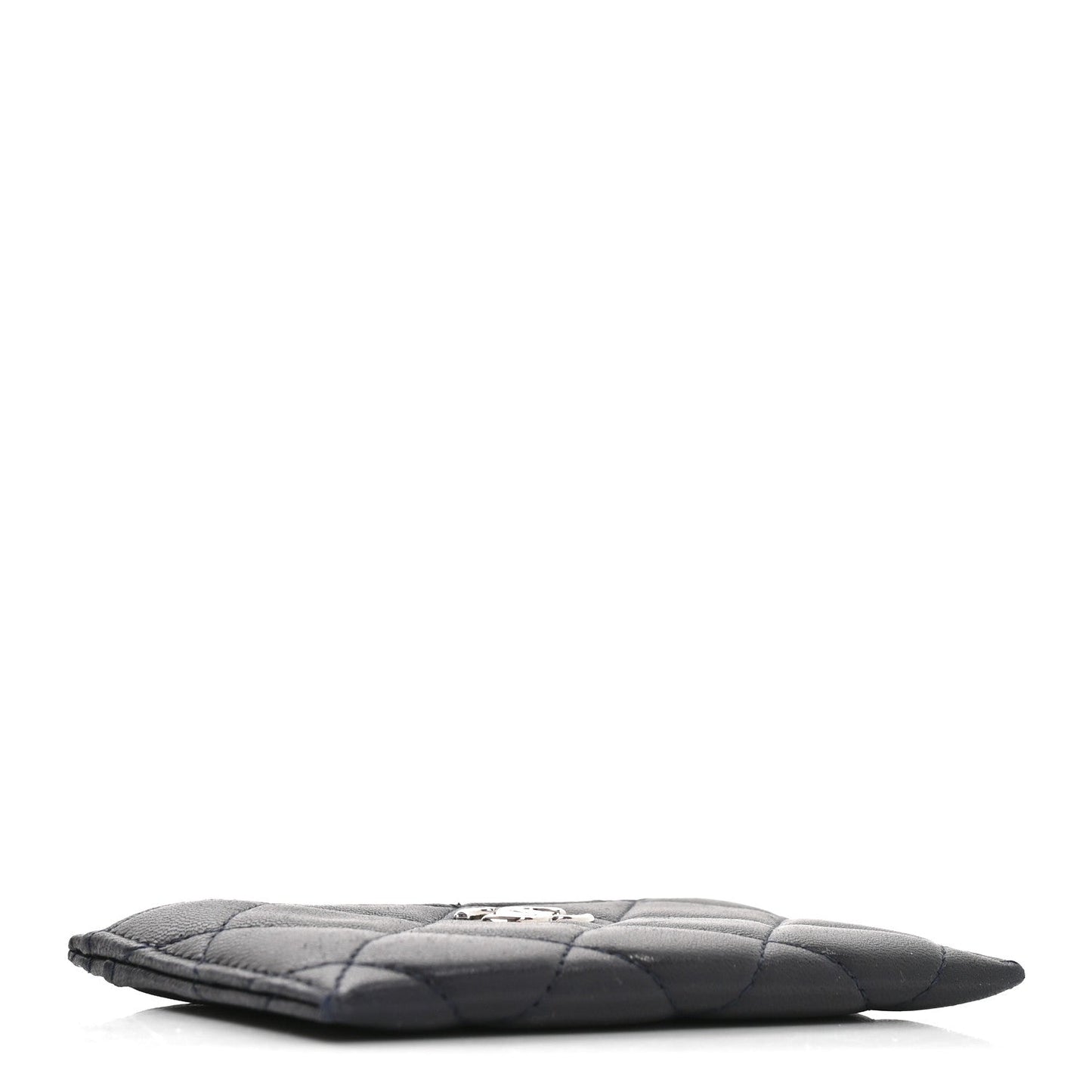Lambskin Quilted Card Holder Navy Blue