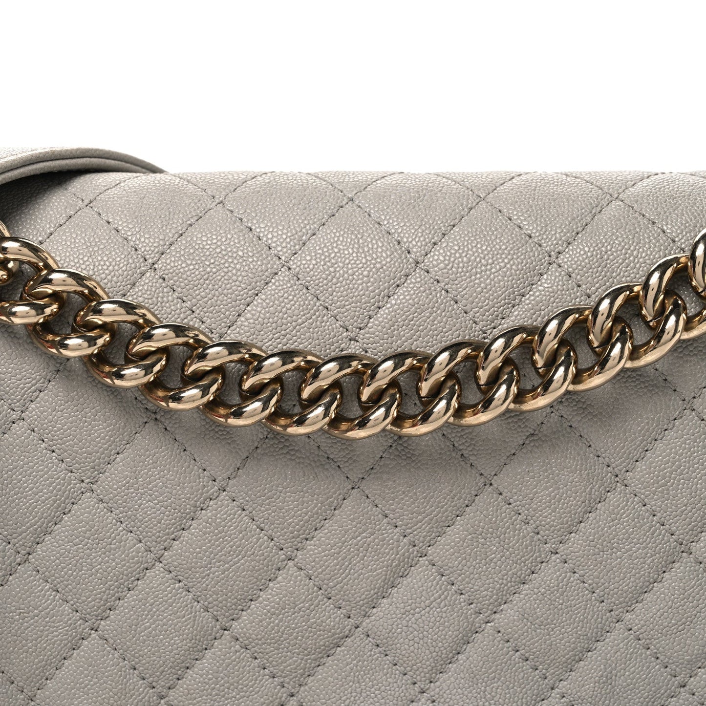 Caviar Quilted Medium Boy Flap Light Grey