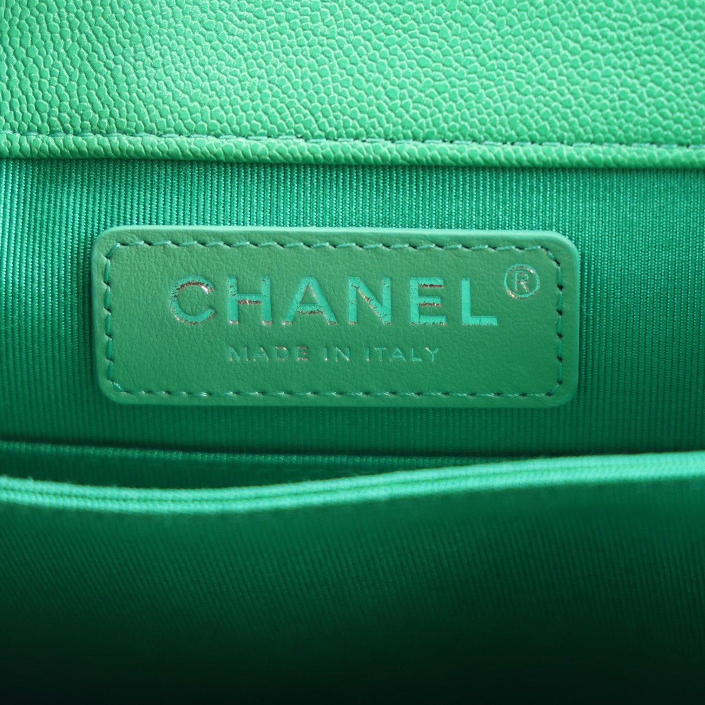 Caviar Quilted North South Boy Flap Green