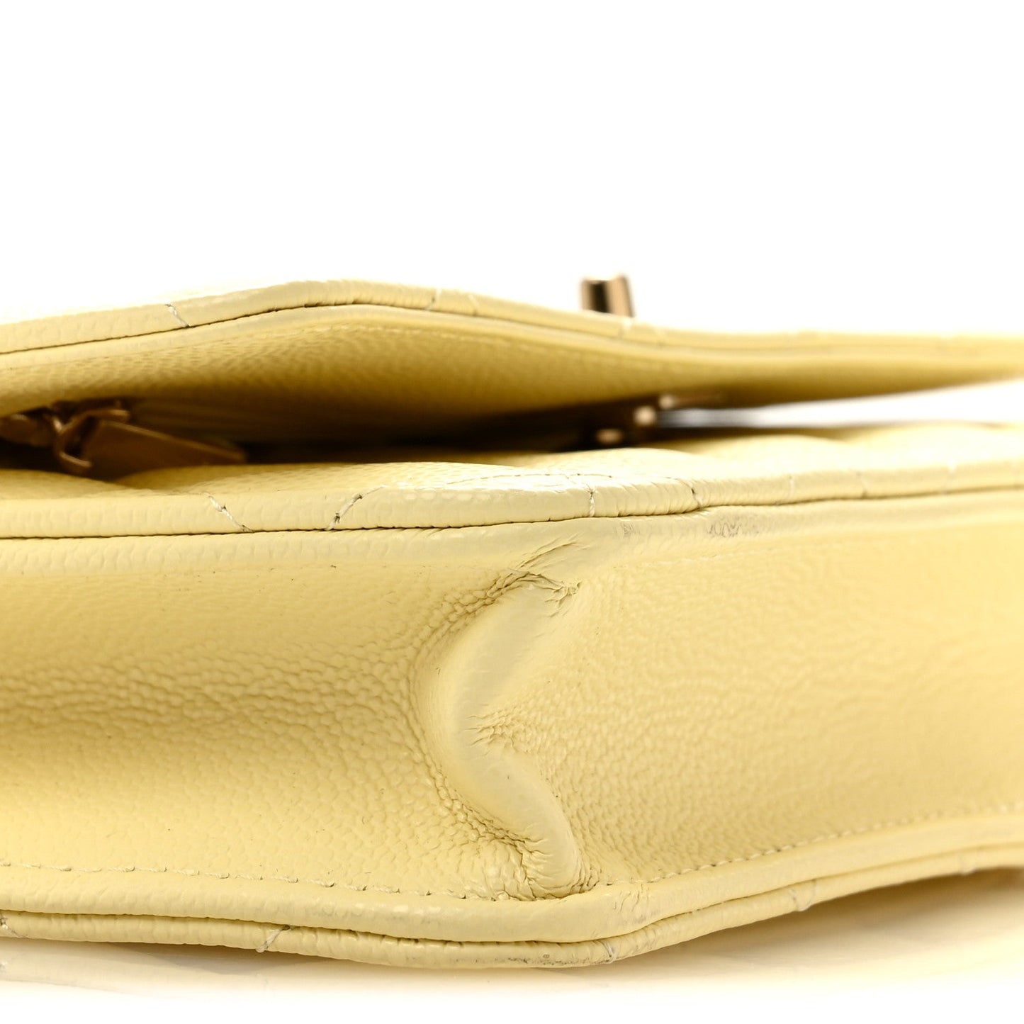 Caviar Quilted CC Turn Lock Wallet On Chain WOC Light Yellow