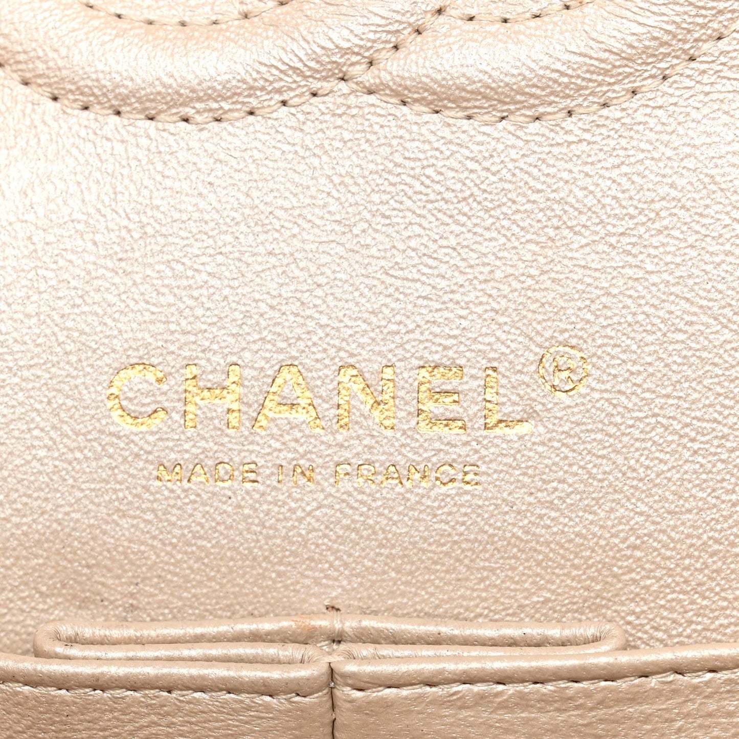 Pearly Caviar Quilted Medium Double Flap Light Beige