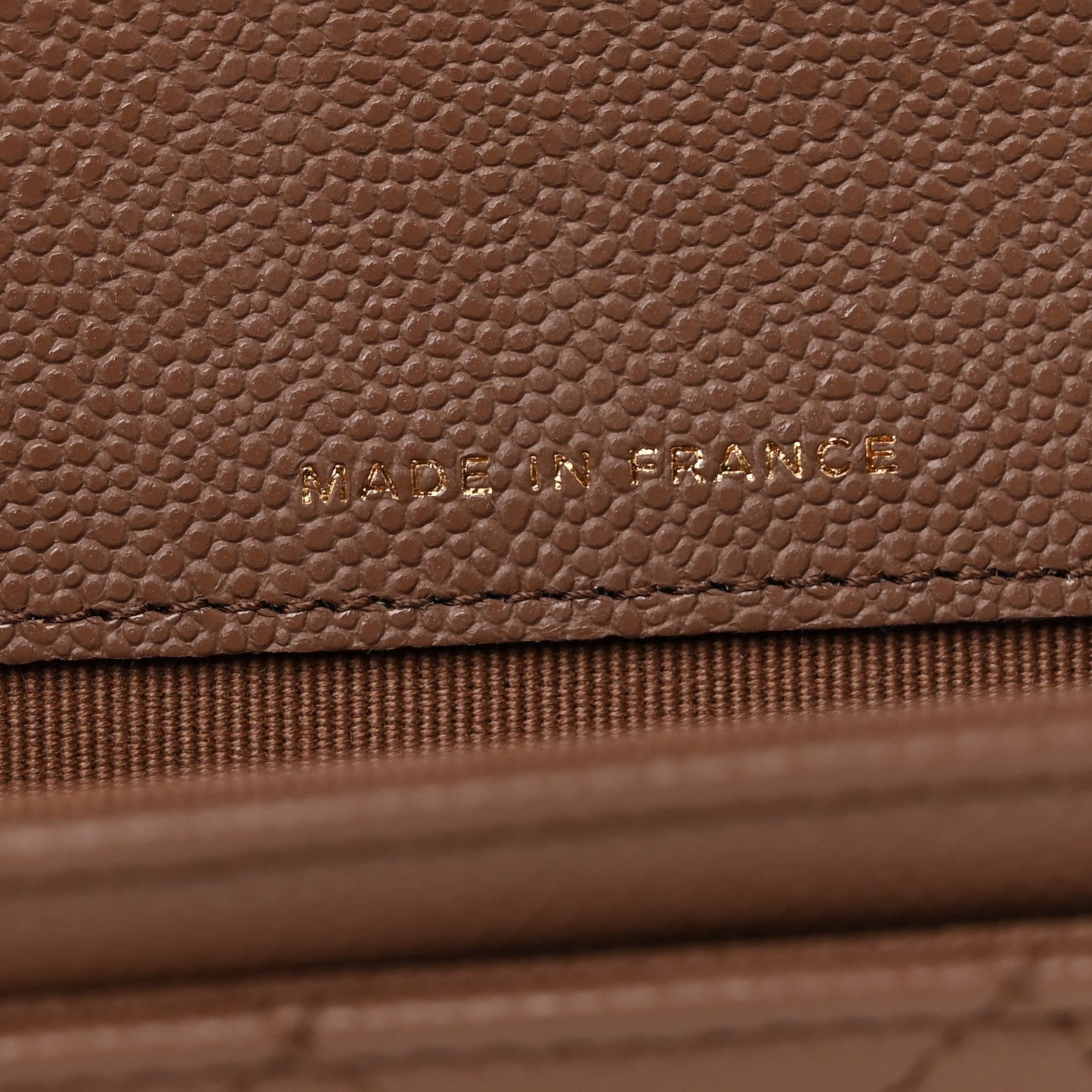 Caviar Quilted Flap Card Holder Wallet Brown
