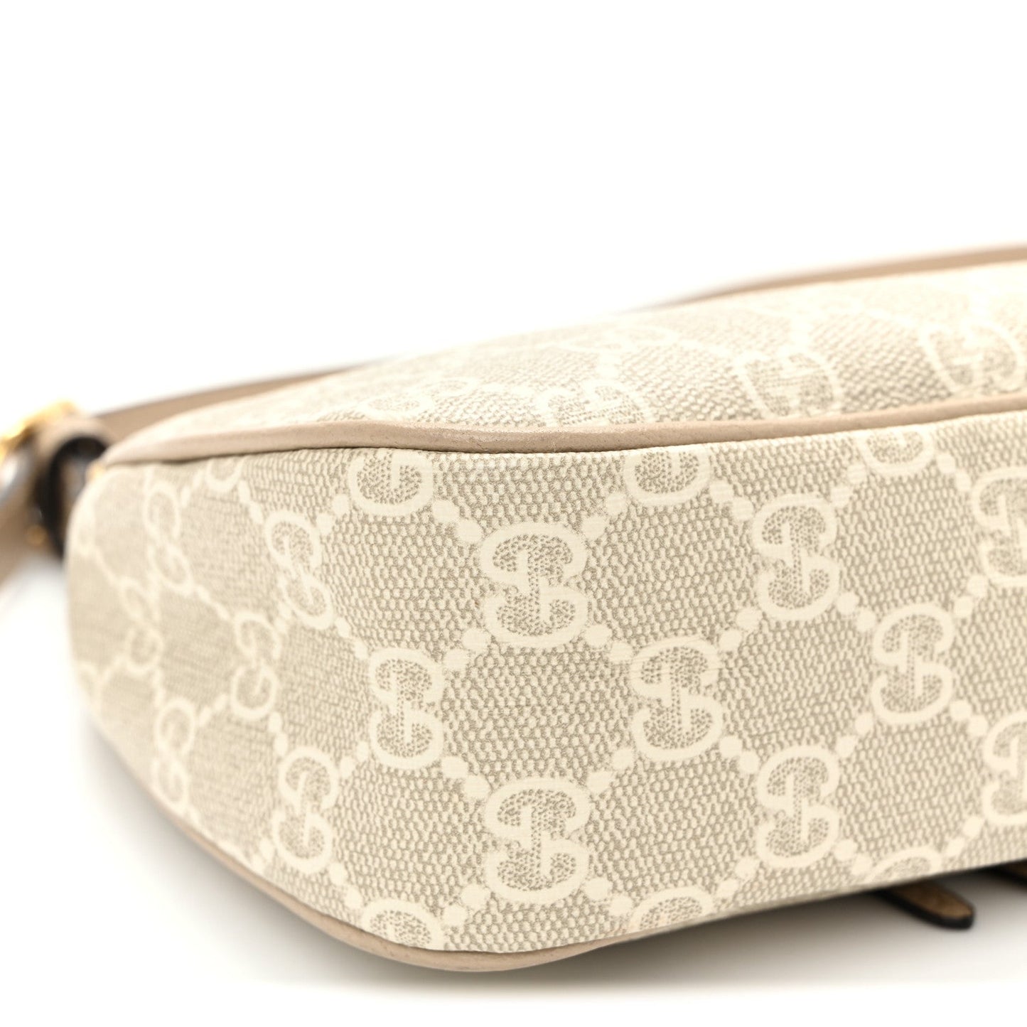 GG Supreme Monogram Textured Dollar Calfskin Small Ophidia Hobo Beige Mystic White Oatmeal