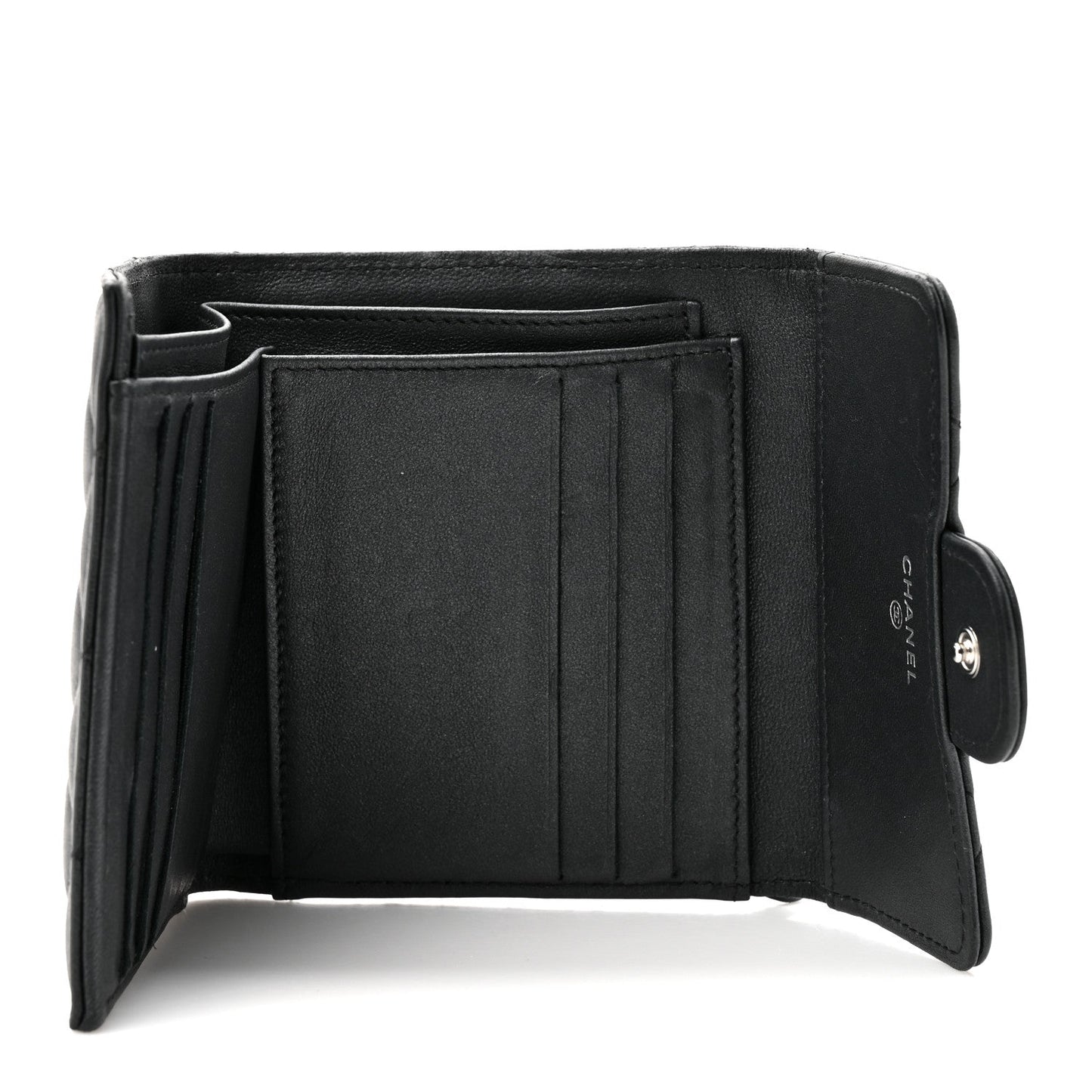 Lambskin Quilted Compact Flap Wallet So Black