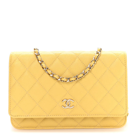 Caviar Quilted Tiny CC Wallet On Chain WOC Yellow