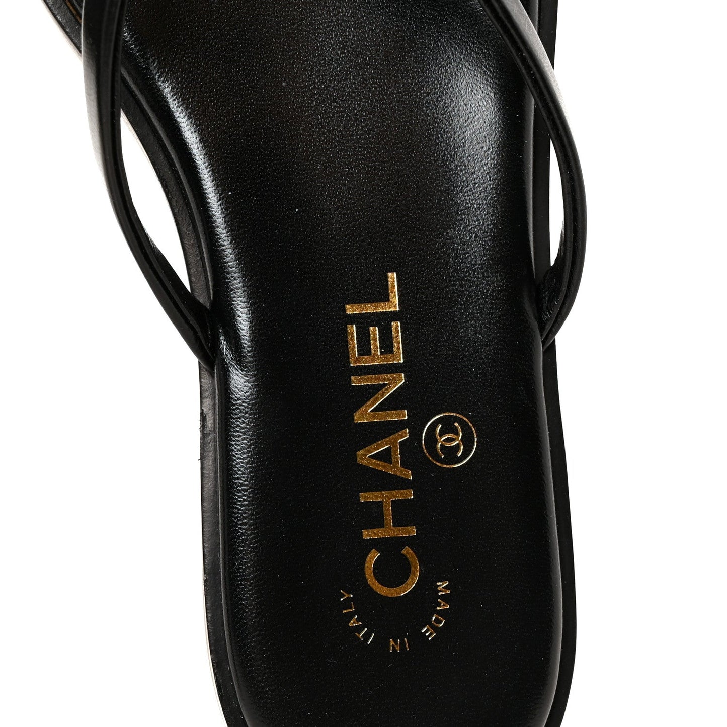 Goatskin CC Times Square Thong Sandals 38 Black