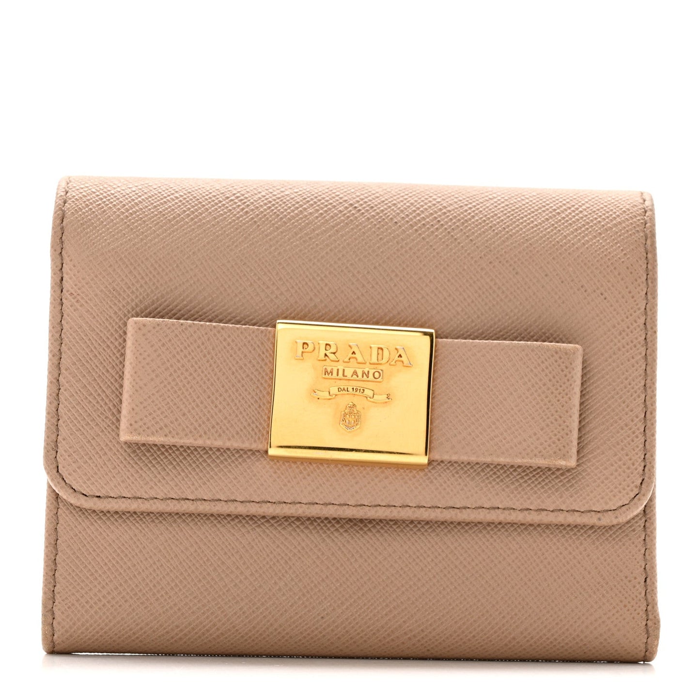 Saffiano Tri-Fold Bow Wallet Cammeo