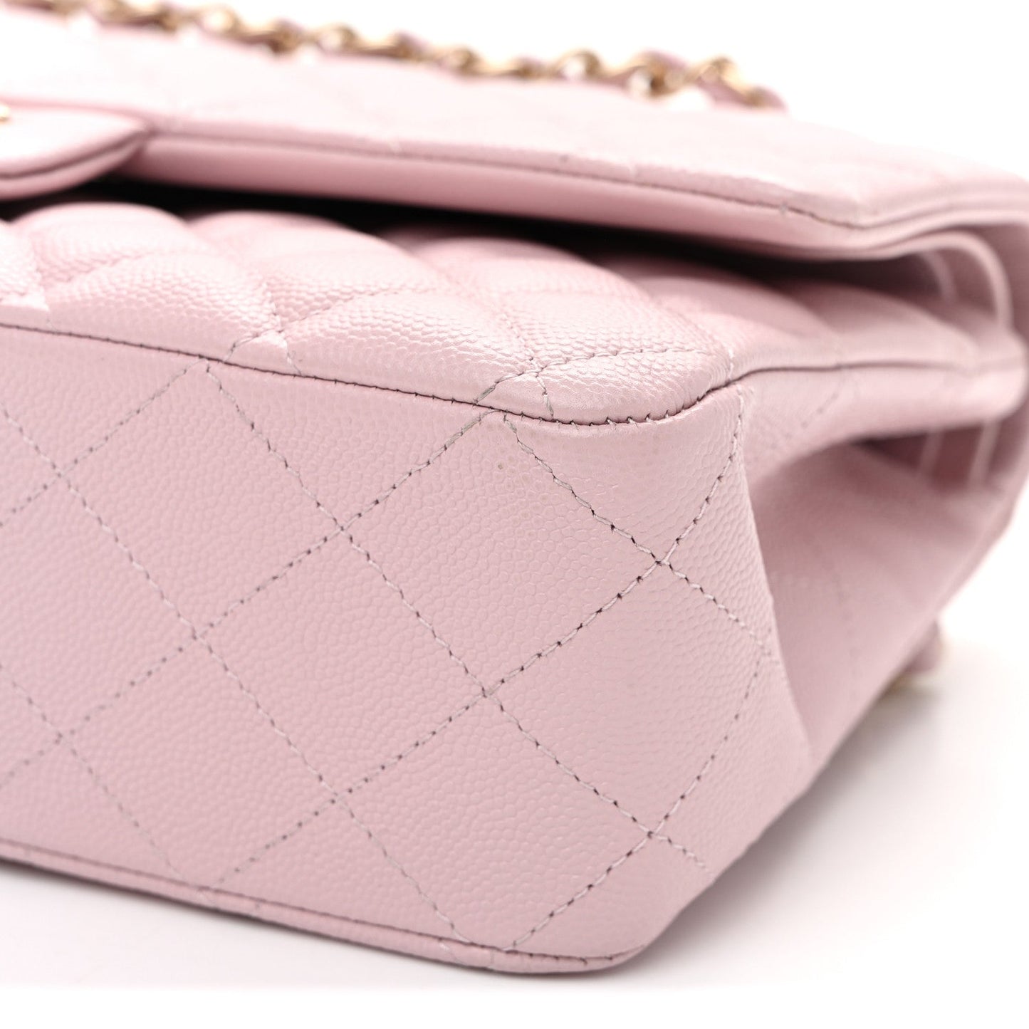 Caviar Quilted Medium Double Flap Light Pink