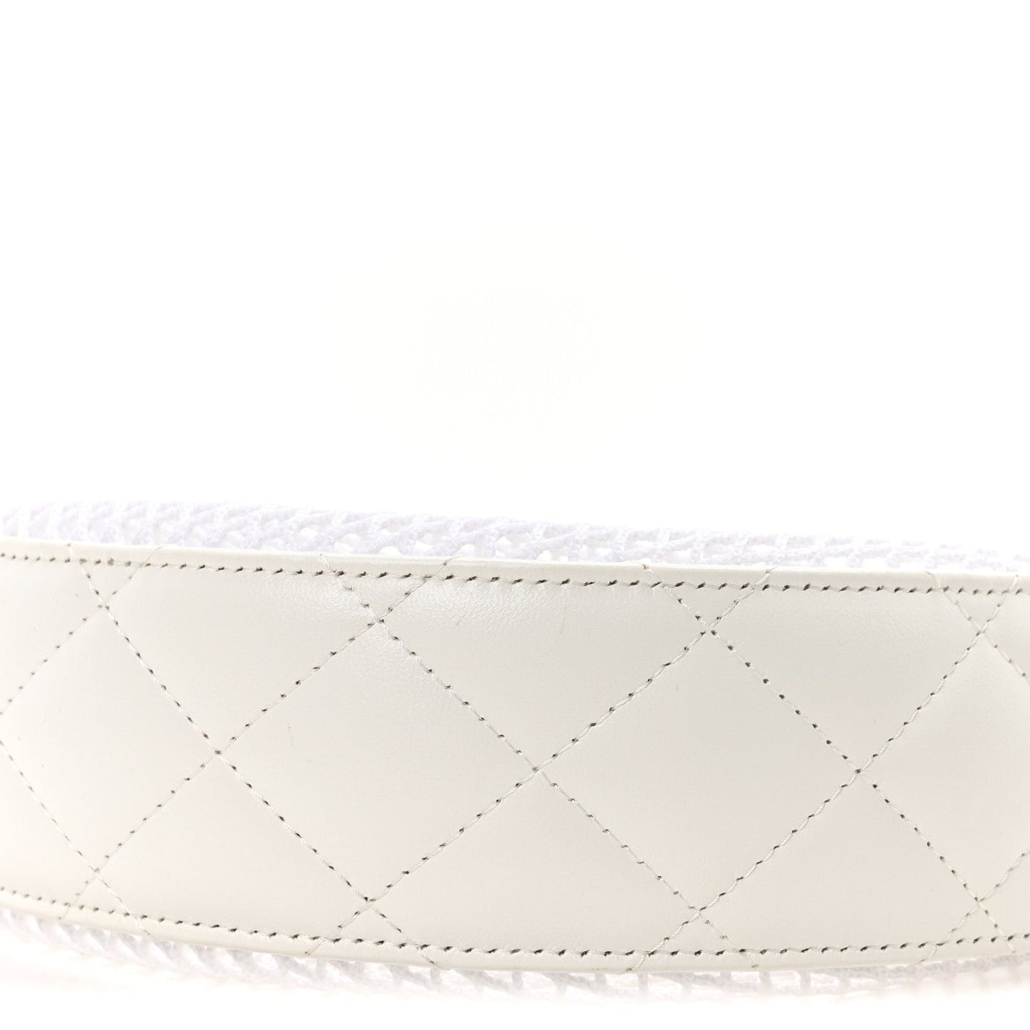 Mesh Shiny Lambskin Chain Hobo White