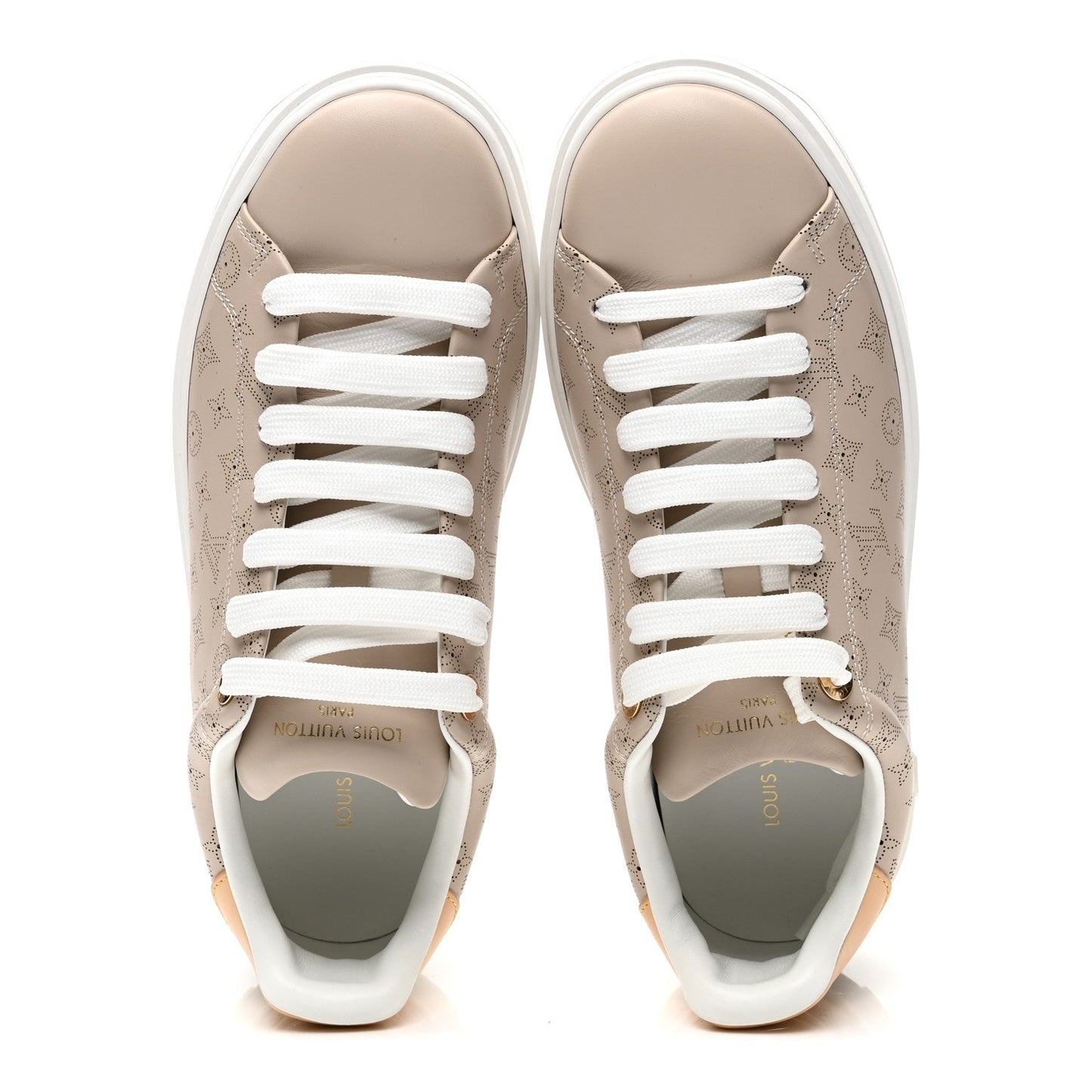 Calfskin Mahina Monogram Time Out Sneakers 39 Galet