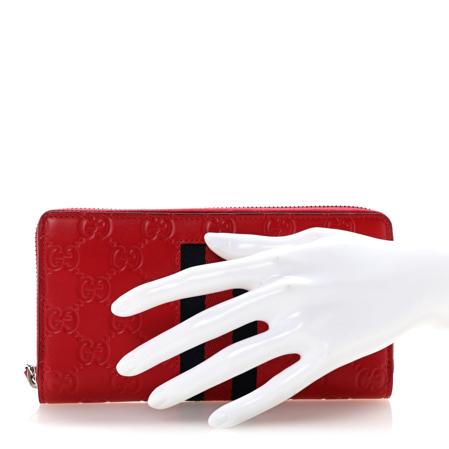 Guccissima Web Zip Around Wallet Red