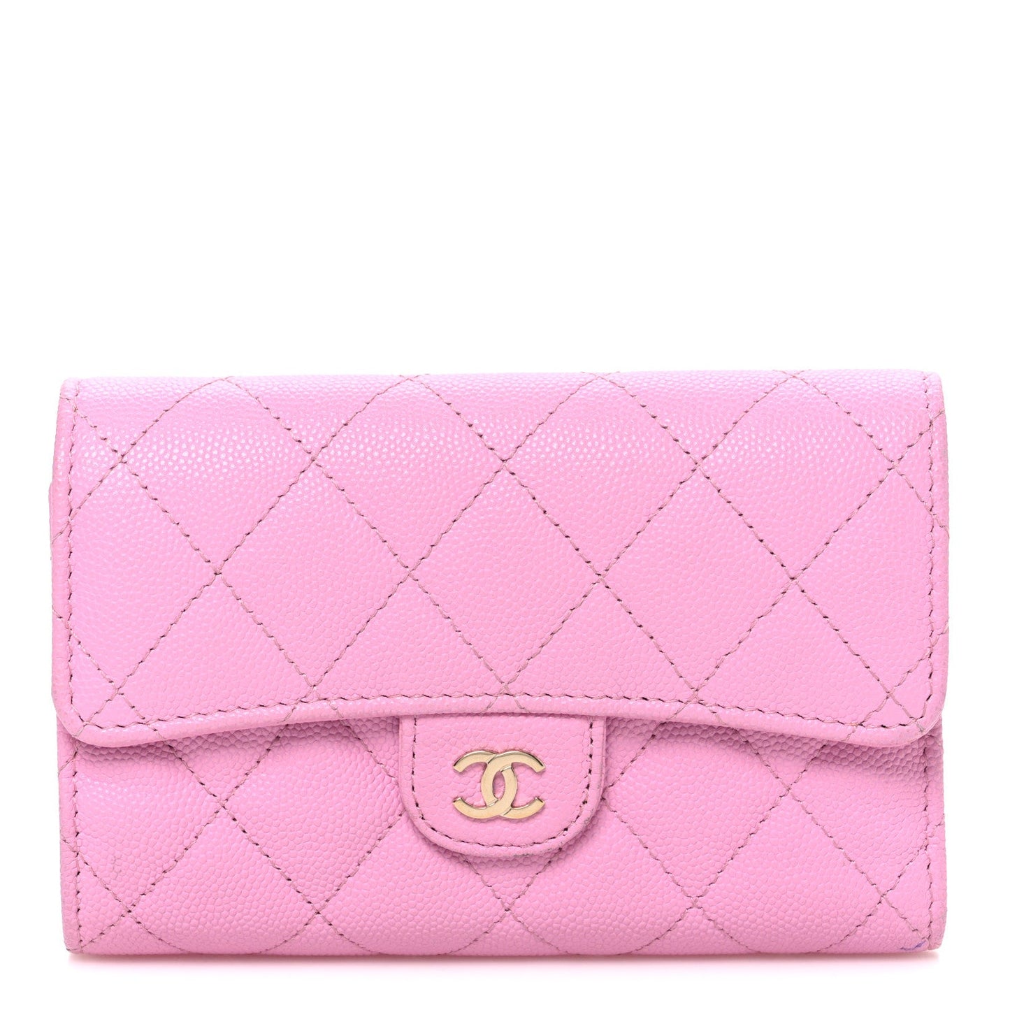 Caviar Quilted Medium Flap Wallet Pink