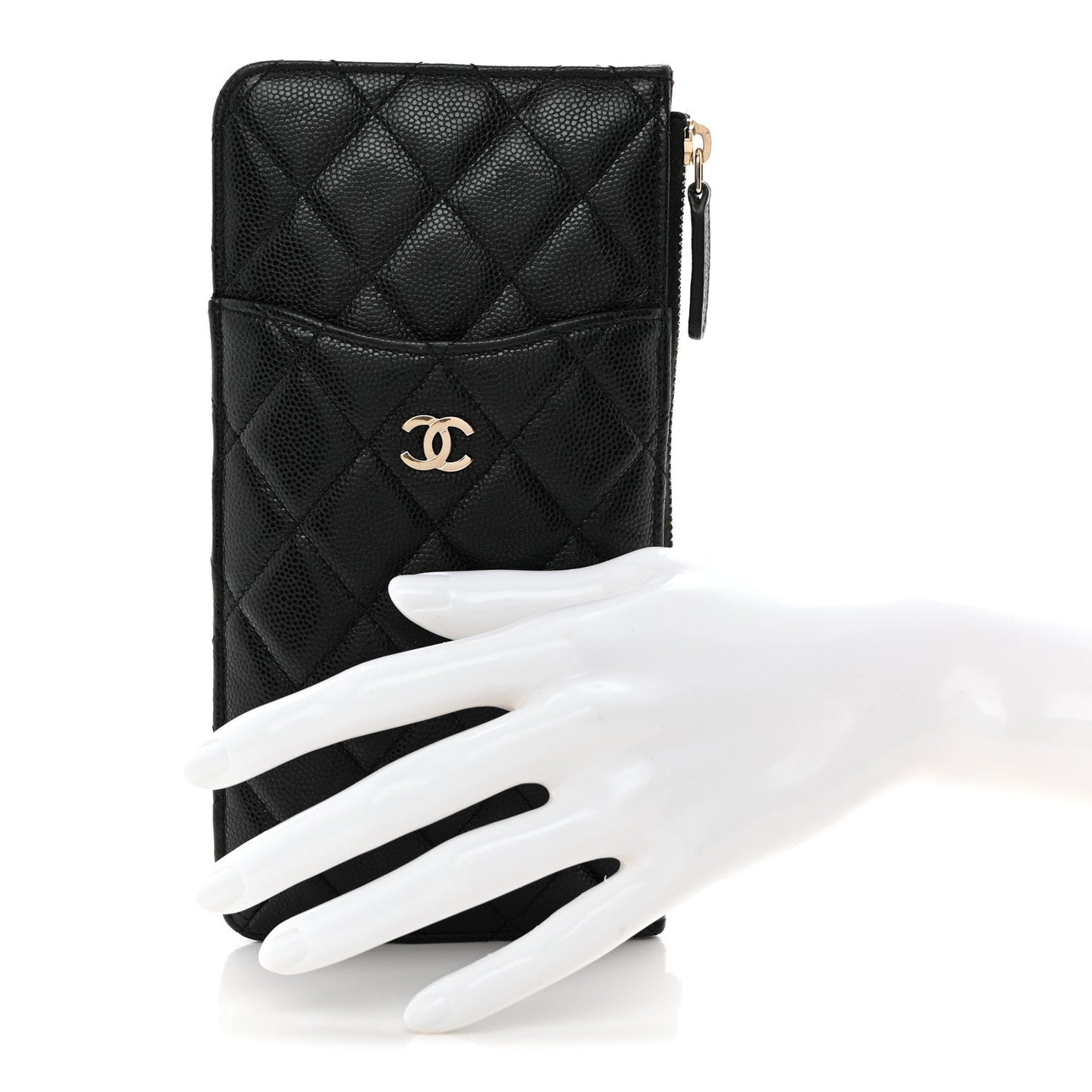 Caviar Quilted Classic Flat Wallet Pouch Black