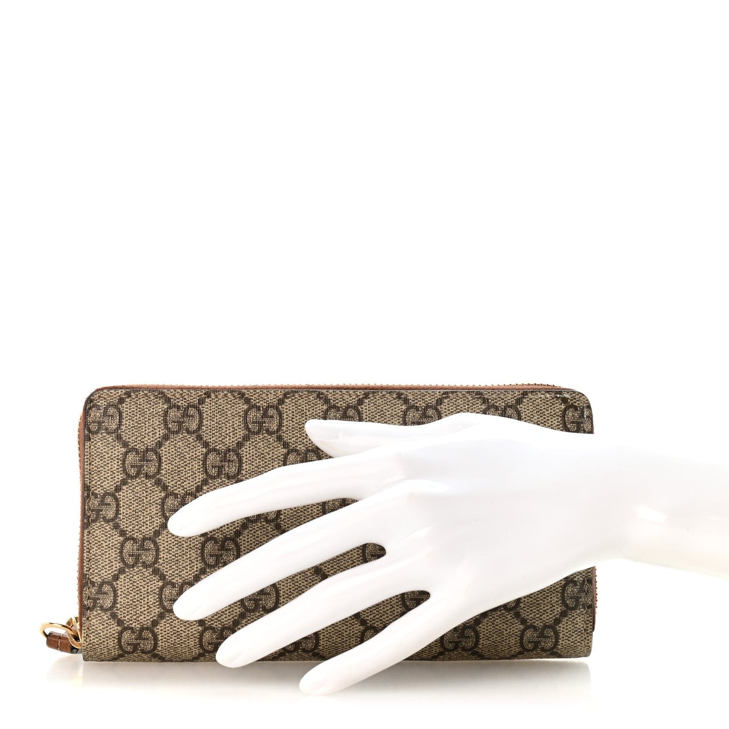 GG Supreme Monogram Cuoio Toscano Zip Around Wallet Beige Ebony Cuir