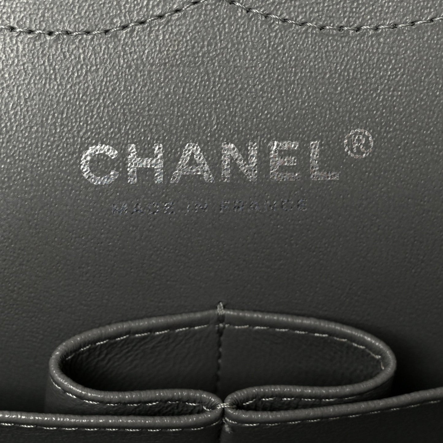Caviar Quilted Jumbo Double Flap Grey