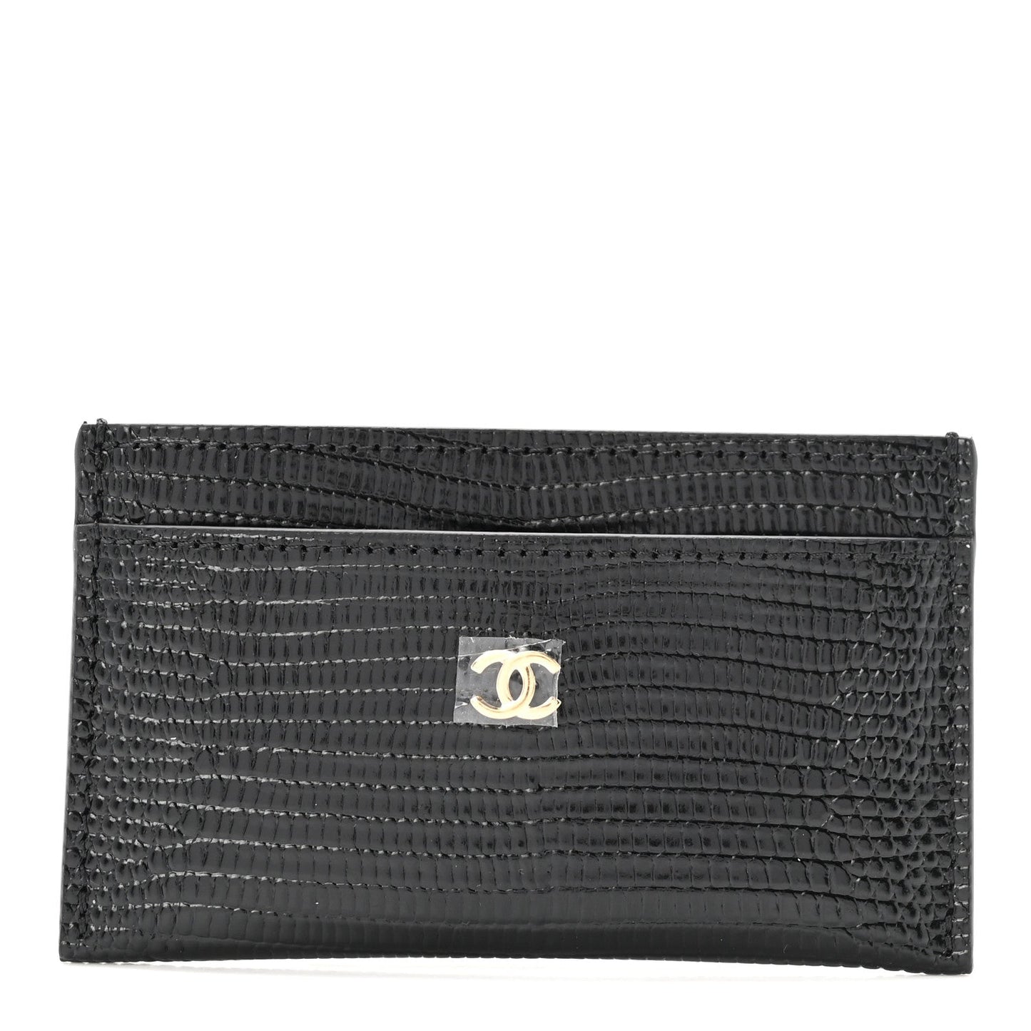Calfskin Lizard Embossed Card Holder Black