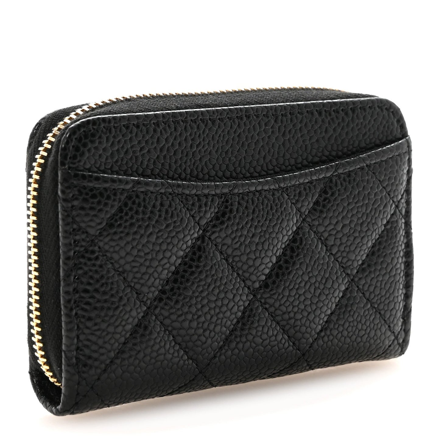 Caviar Quilted Zip Coin Purse Black