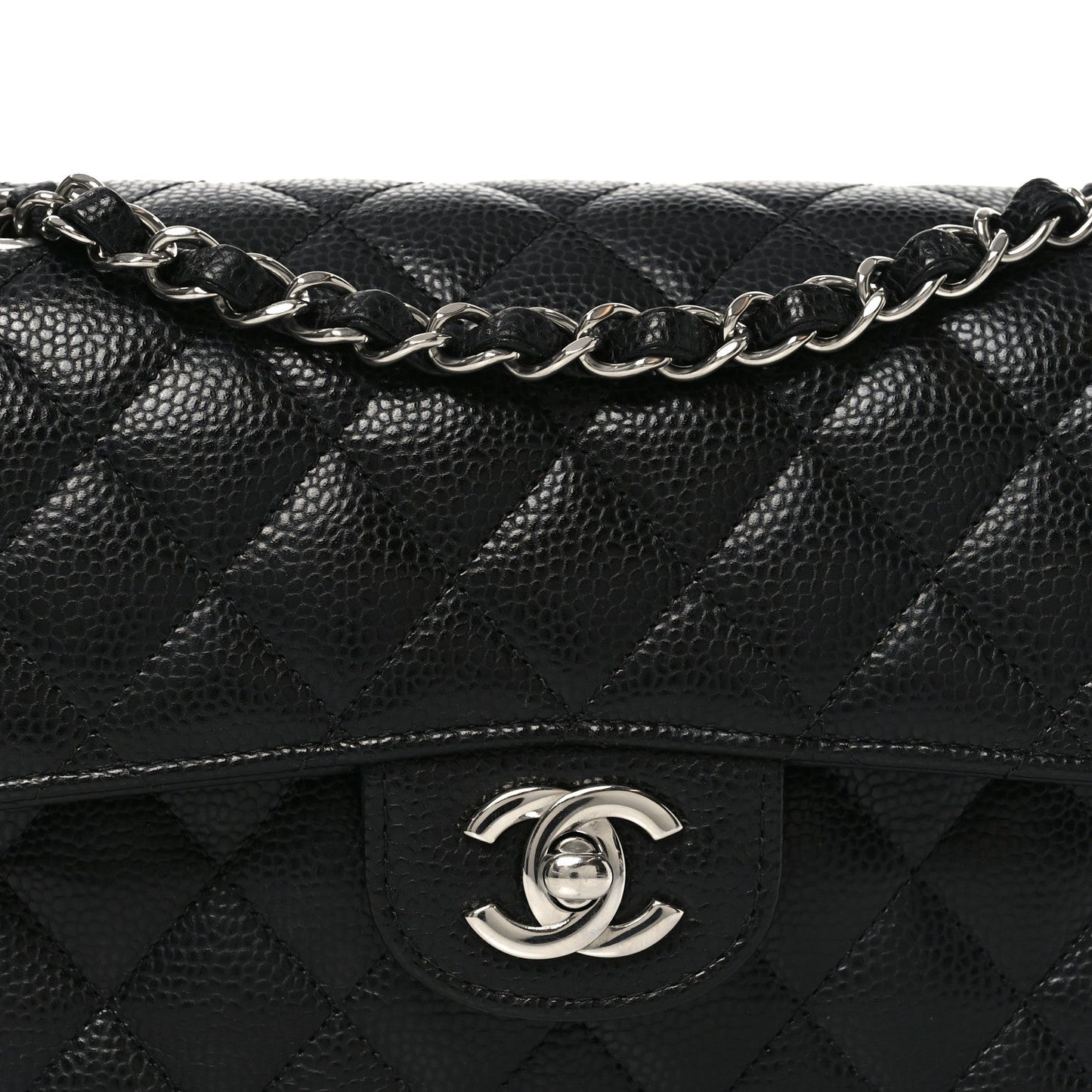 Caviar Quilted Small Double Flap Black
